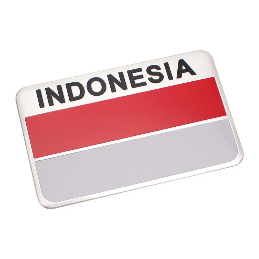 1 шт., бесплатная доставка, Наклейка с национальным флагом Индонезии на автомобиль, Прямоугольная крутая наклейка на кузов автомобиля/Тюнинг/металл, матовая отделка из алюминиевого сплава