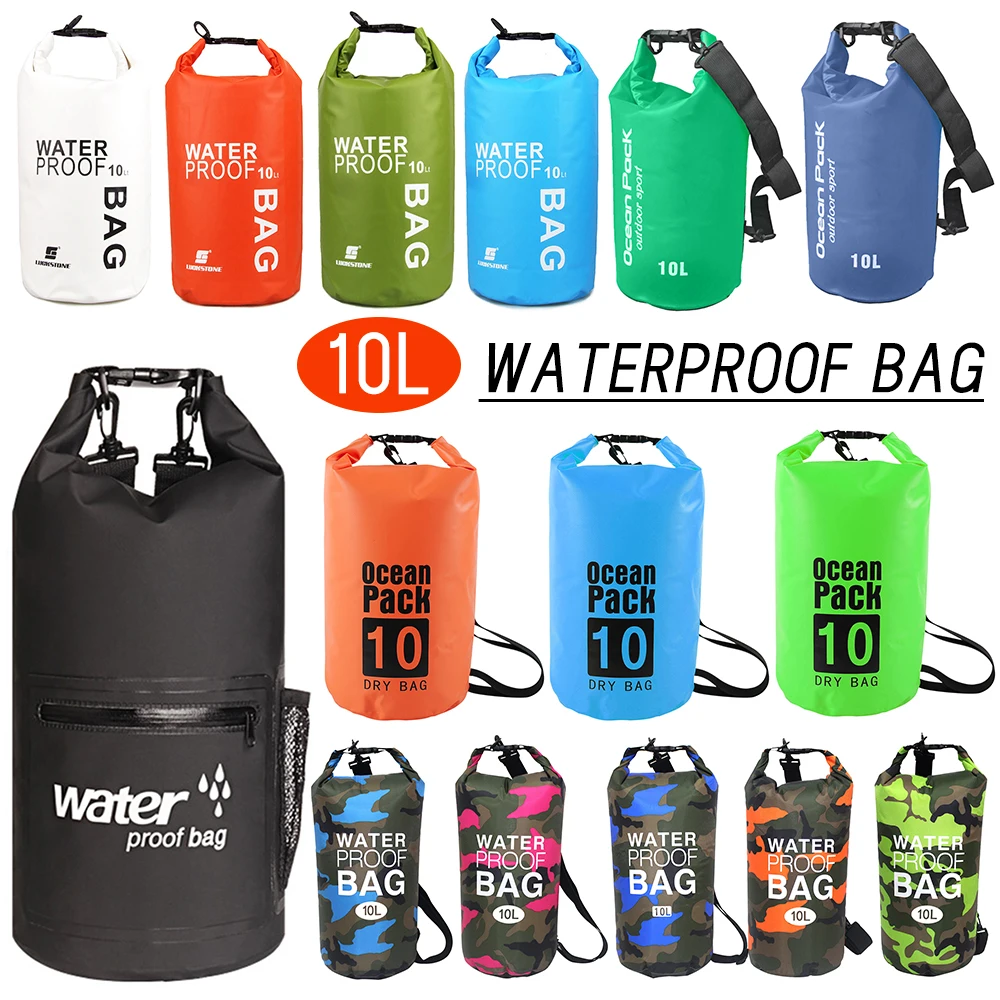 10-литровый мешок для воды для плавания, сухой мешок для плавания, Рафтинг, Каякинг, Треккинг, Плавающие пакеты, Водонепроницаемая сумка для телефона, сумки для воды