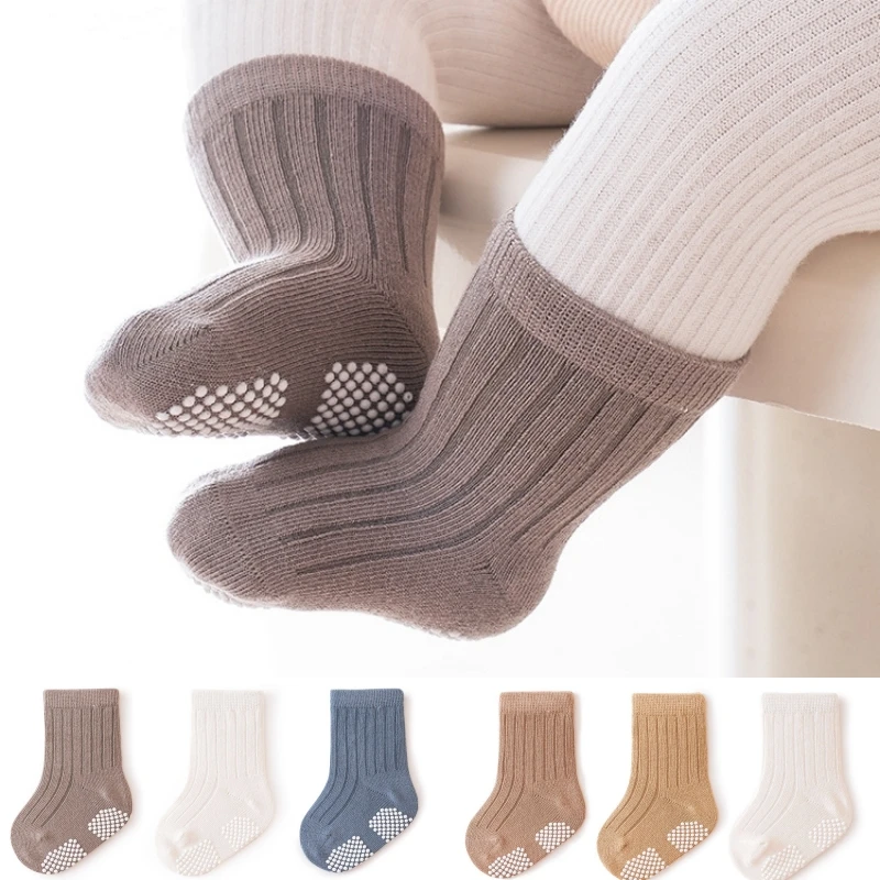 3 пары Корейских детских мягких модных носков для батута, детские чулки со средней трубкой, длинные носки для малышей, повседневные носки для мальчиков и девочек