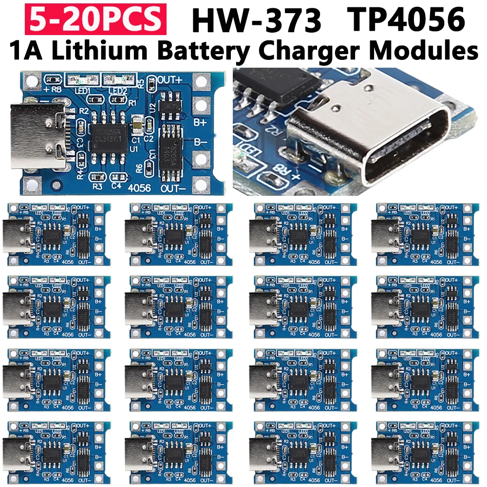 5-20 штук HW373 TP4056 1A 18650 Литиевая Батарея Зарядное Устройство Модуль Защиты Платы Type-C USB Защита от заряда Входное напряжение 4,5 В-5 В
