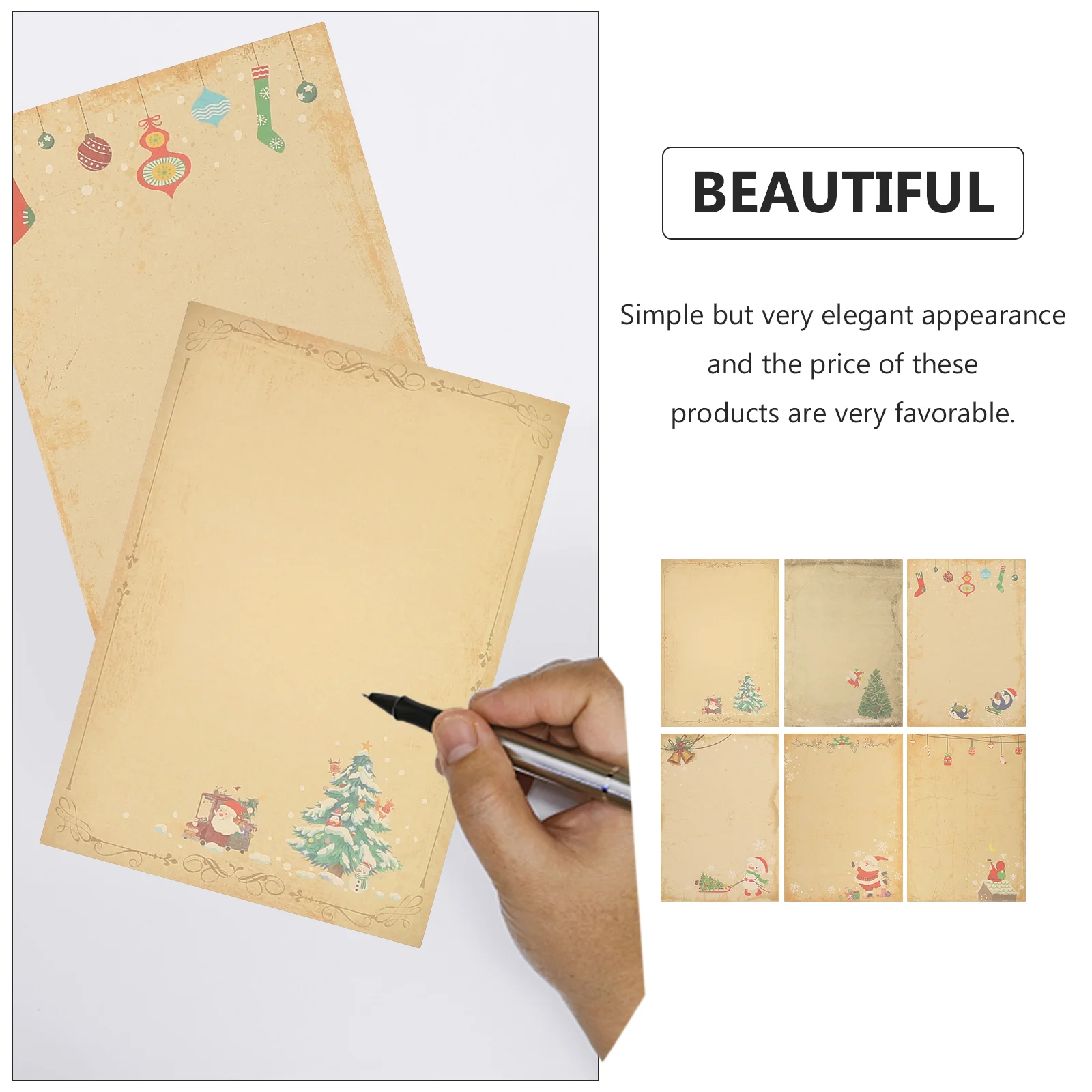 60 шт. креативной винтажной Крафт-бумаги для писем на Рождество, Письменные принадлежности