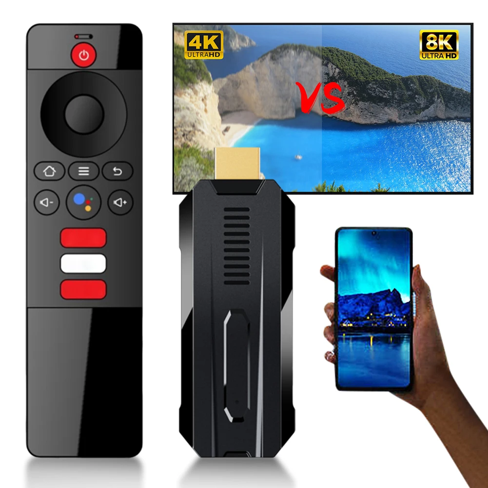 8K Smart TV Stick RK3528 Телеприставка 2.4G и 5G WIFI6, Совместимая с Bluetooth, 5.0 Декодирование видео, Медиаплеер, Голосовой пульт дистанционного управления