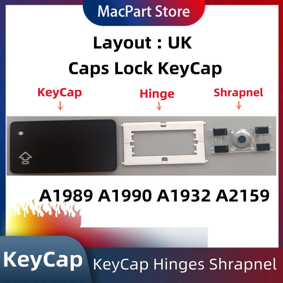Caps Lock KeyCap Шарнир Британская Раскладка для MacBook Pro Retina A1989 A1990 A1932 A2159 Клавиатура KeyCap шарнир Shrapnel