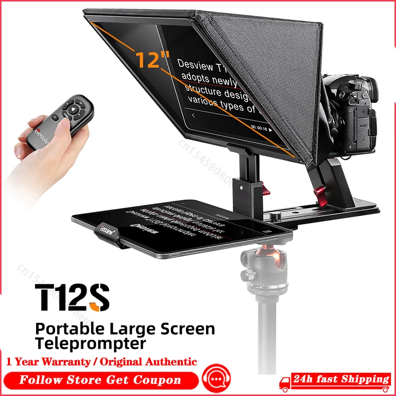 Destview T12S Новый 12,9-дюймовый Телесуфлер для Смартфона/Зеркальной камеры, Записывающий Видео В Прямом Эфире, Интервью с Дистанционным управлением