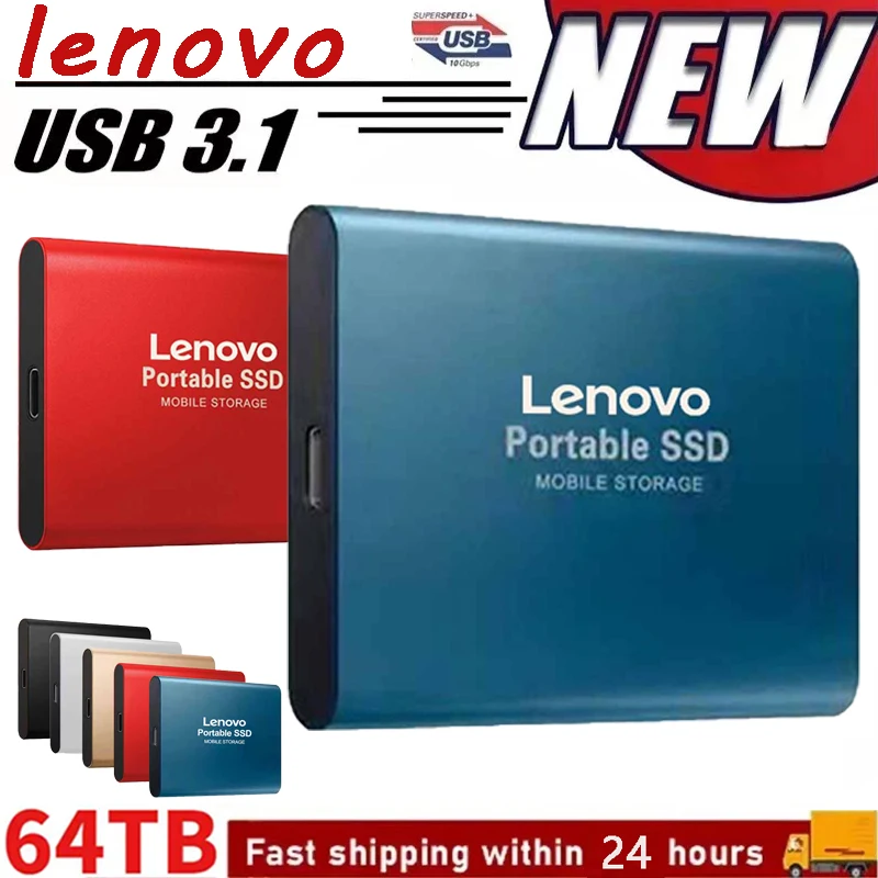 Lenovo Высокоскоростной SSD 1 ТБ 64 ТБ Портативный Внешний Твердотельный Жесткий диск С интерфейсом USB3.0 HDD Мобильный Жесткий Диск Для Ноутбука Планшета