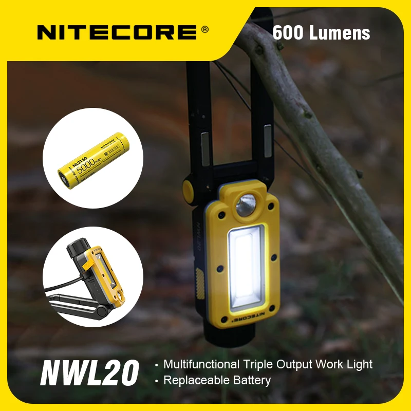 NITECORE NWL20 600 люмен Зарядный Кабель USB-C Многофункциональный Рабочий Светильник С Тройным Выходом 0