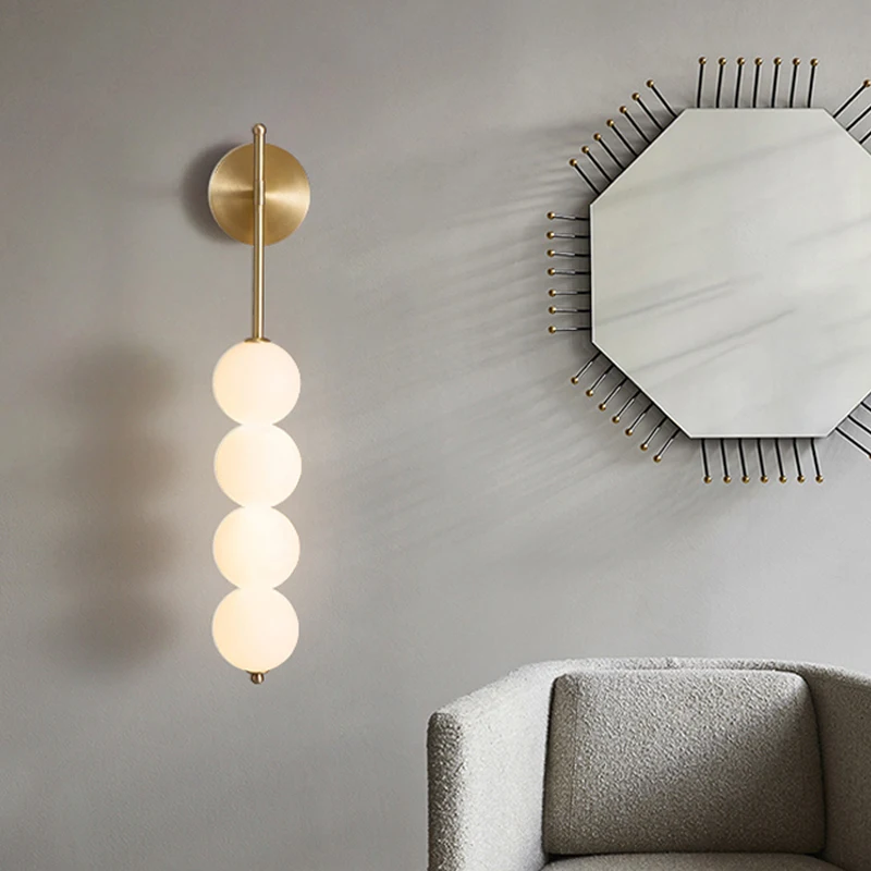 Nordic Pearl LED Настенный светильник с гостиной, столовой, прикроватной тумбочкой для спальни, настенным бра, Глянцевым декором для помещений, Бытовой техникой