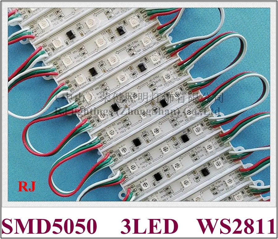 WS2811 RGB светодиодный модуль SMD 5050 светодиодная подсветка для вывески SMD5050 DC12V 3 светодиода 0,72 Вт WS 2811 IP66 водонепроницаемый CE ROHS