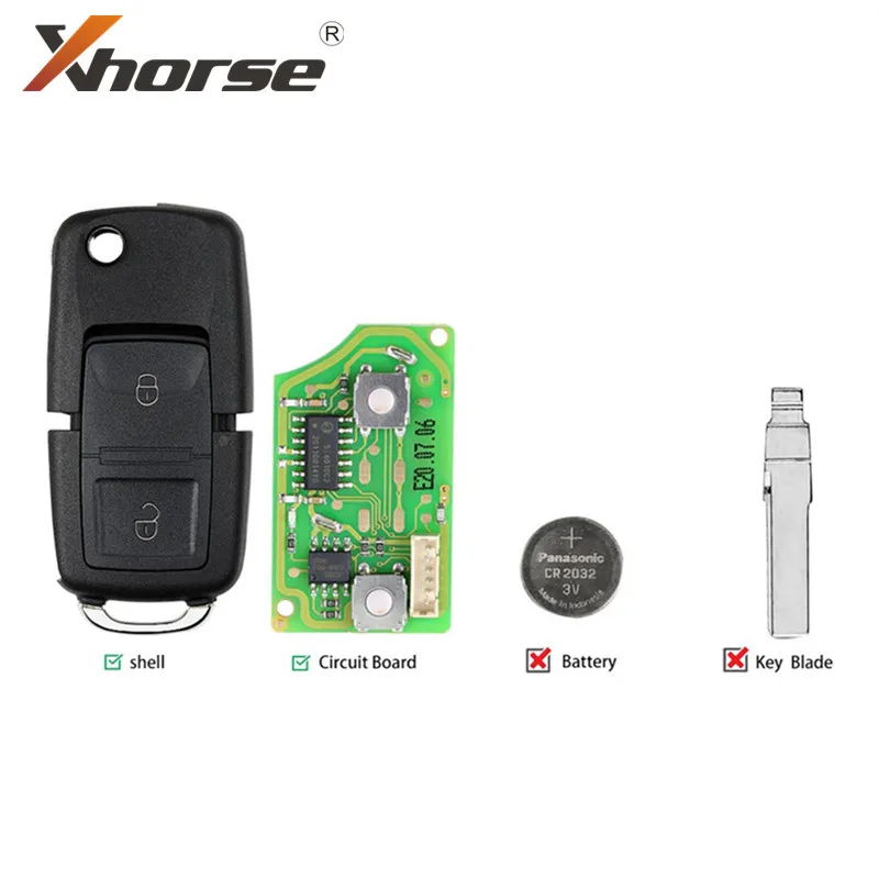Xhorse XKB508EN Проводной Универсальный Дистанционный Ключ B5 Style 2 Кнопки для Инструмента VVDI Key 10 шт./лот
