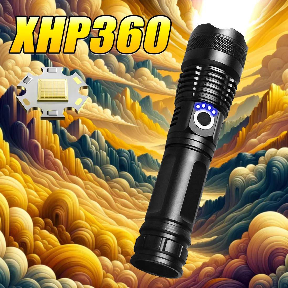 XHP360 Супер Мощные Перезаряжаемые Фонари Сильный Свет Светодиодный Фонарь Usb Type-c USB Для Подзарядки Светодиодной лампы 18650 Аккумулятор