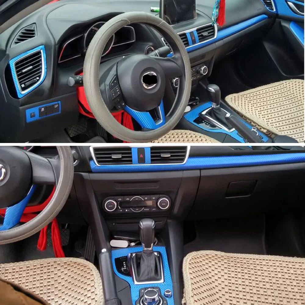 Автомобиль-Стайлинг 5D Углеродное Волокно Интерьер Автомобиля Центральная Консоль Изменение Цвета Молдинг Наклейка Наклейки Для Mazda 3 Axela 2013-2018
