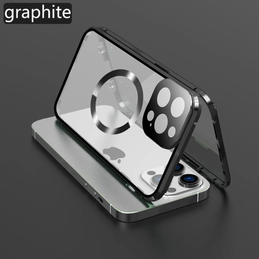 Двусторонний Стеклянный Металлический Чехол-Бампер Для iPhone 15 14 Plus 13 12 Pro Max С Магнитным Противоударным Замком Для Защиты Экрана