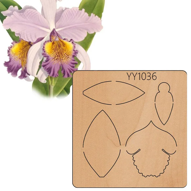 Деревянный трафарет для высечки, нож для рукоделия, цветочная деревянная матрица YY1036 совместима с большинством видов ручной высечки. 0