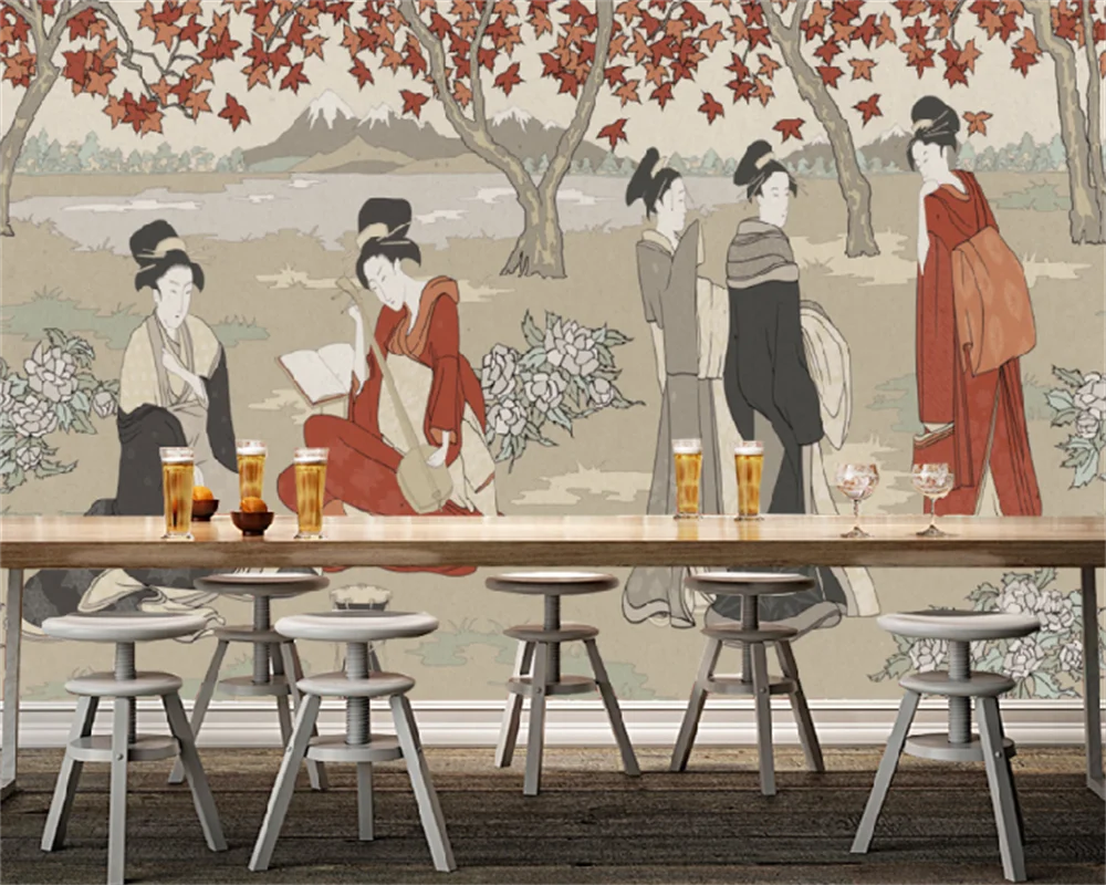 Европейская ретро японская женщина садовые инструменты фон настенная декоративная роспись пользовательские фотообои обои papel de parede