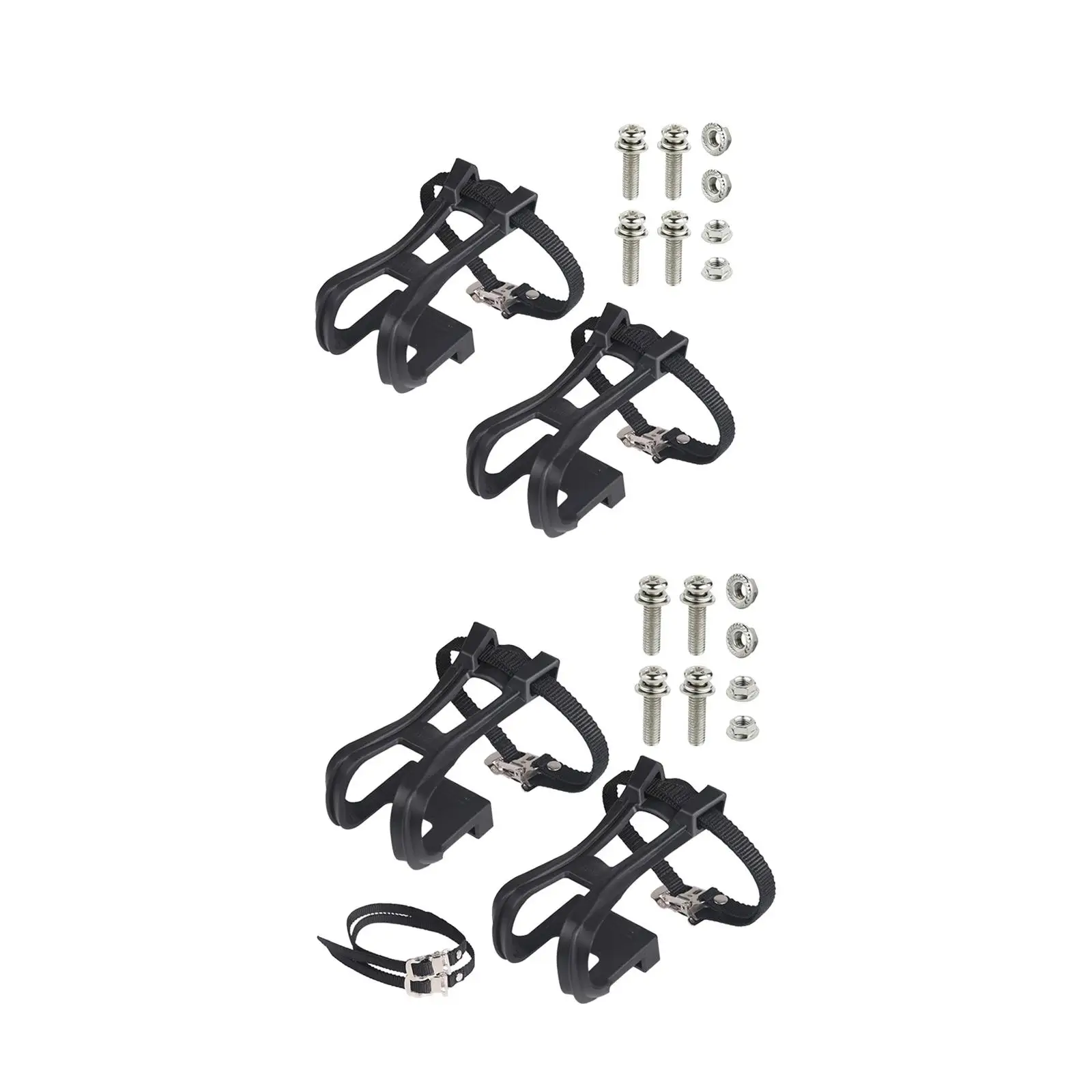 Зажимы для педалей Ремни для велосипедных педалей Сверхпрочные с винтами Регулируемые нескользящие накладки для ног для стационарного велотренажера 0