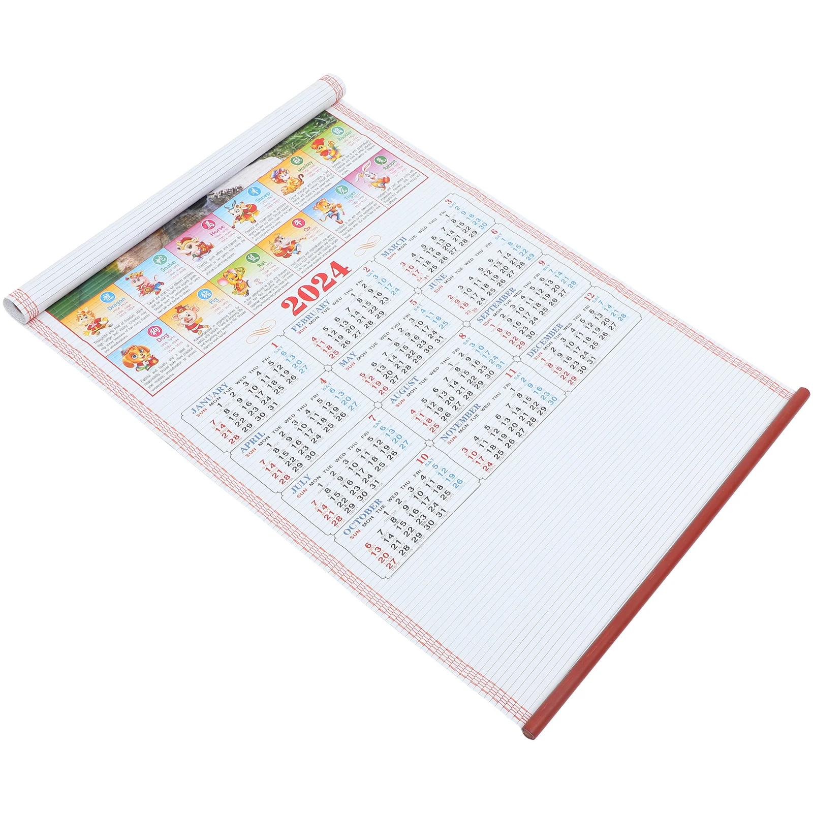 Календарь, ежемесячный настенный календарь, Подвесной календарь в китайском стиле, Год Дракона, украшение для подвесного календаря