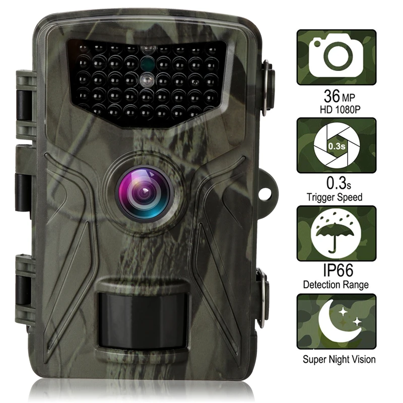 Камера HC804A 36MP HD Hunting Trail Camera 1080P для слежения за дикой природой Инфракрасные камеры ночного видения Камеры для диких животных Фотоловушки Cam