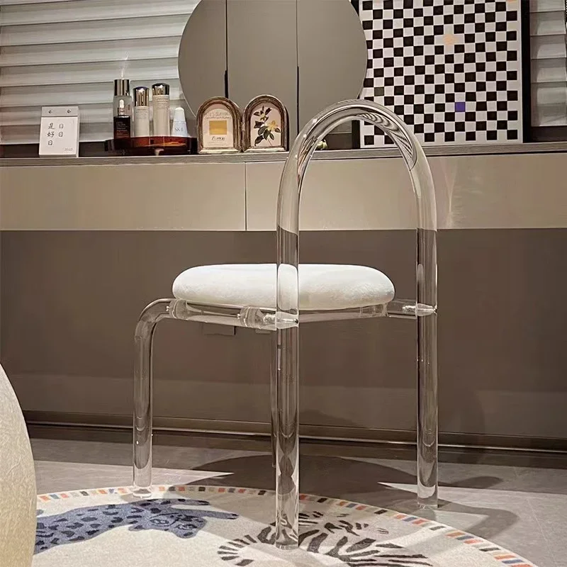 Косметический стул, хрустальный табурет для спальни, Прозрачный стул, Простой обеденный стул со спинкой, стул для комода, Мебельный стул