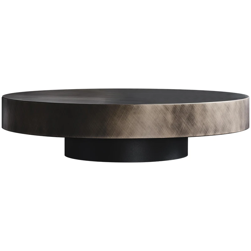 Минималистичный журнальный столик из нержавеющей стали, высококачественный недорогой роскошный круглый короткий чайный столик, Комбинированный матовый чайный столик 0