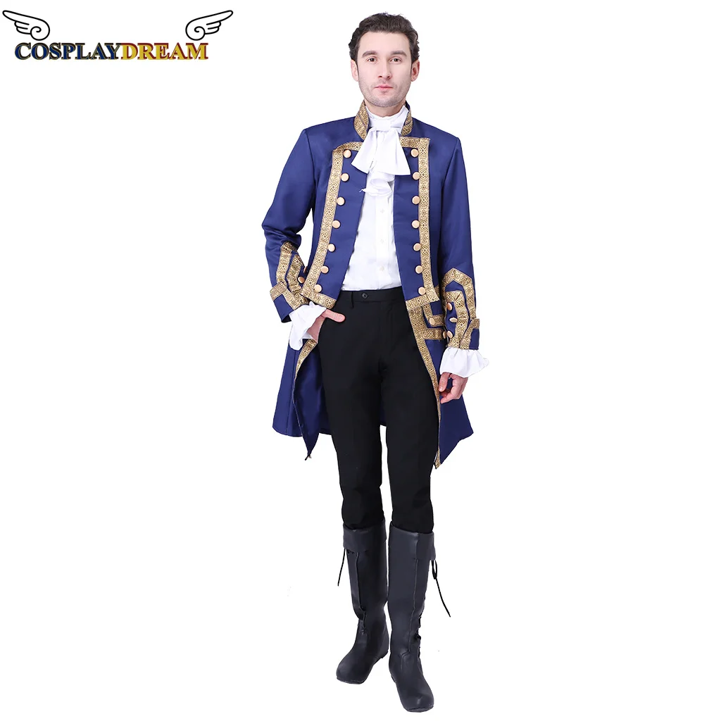 Мужская колониальная военная форма 18 века, костюм во фраке, Средневековый Викторианский мужской наряд эпохи Регентства, ретро костюм на Хэллоуин