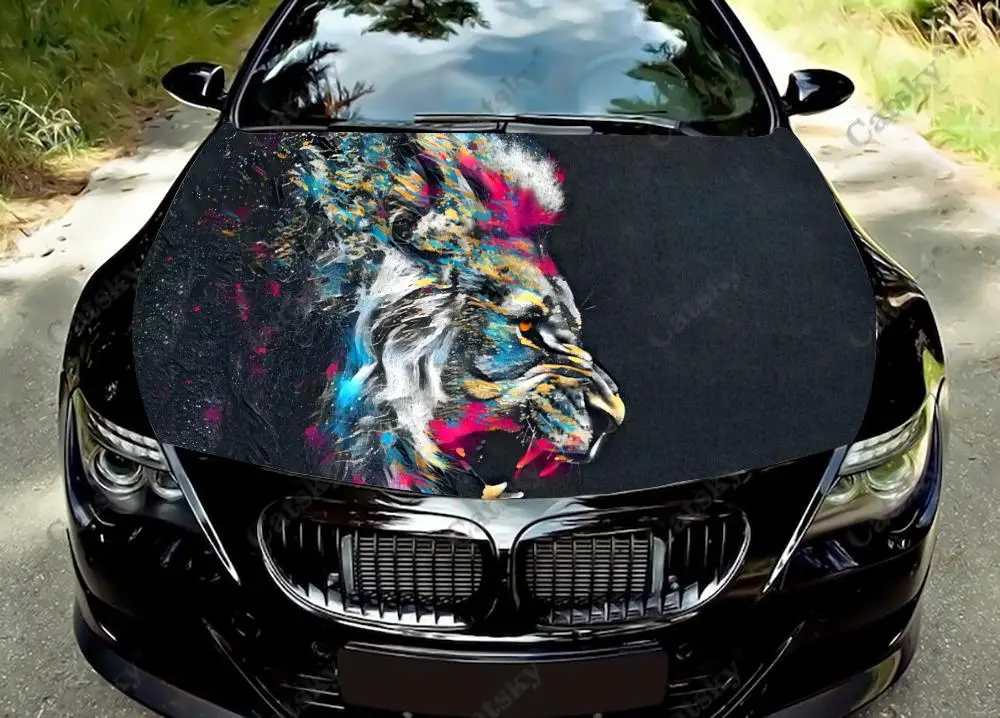 Наклейка на капот автомобиля с изображением льва, цветная виниловая наклейка, наклейка на капот грузовика, графические наклейки для украшения автомобиля на заказ