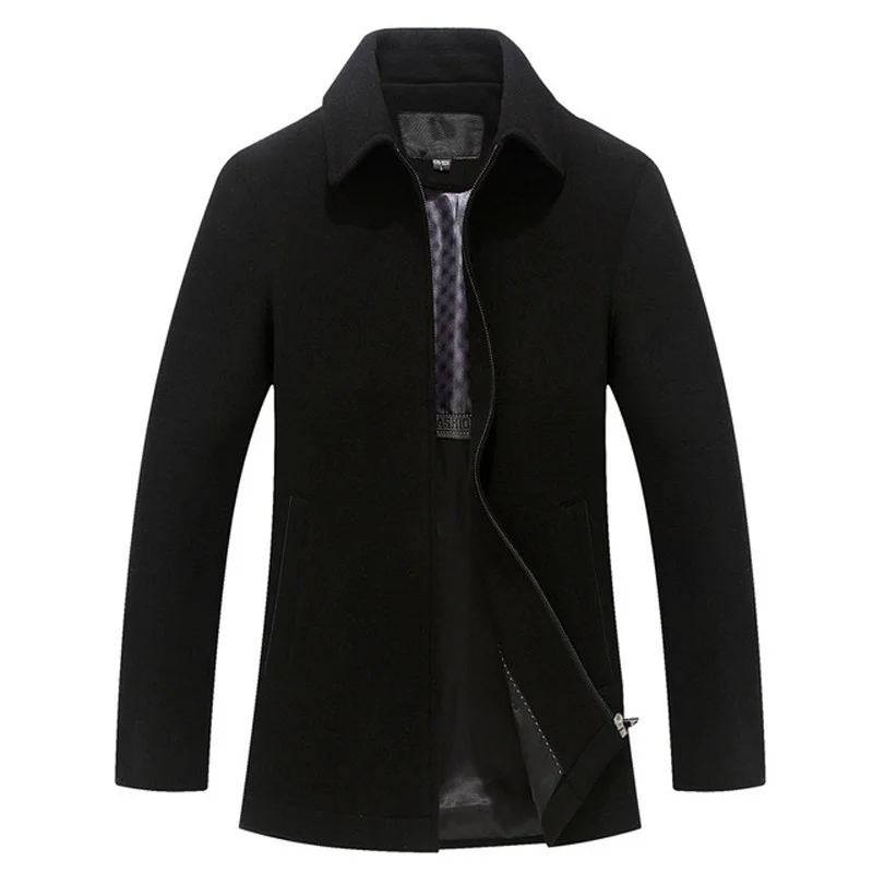 Новое поступление, мужское шерстяное пальто, весенне-осенняя кашемировая повседневная куртка, ветровка, тренч на молнии, толстые шерстяные s для мужчин
