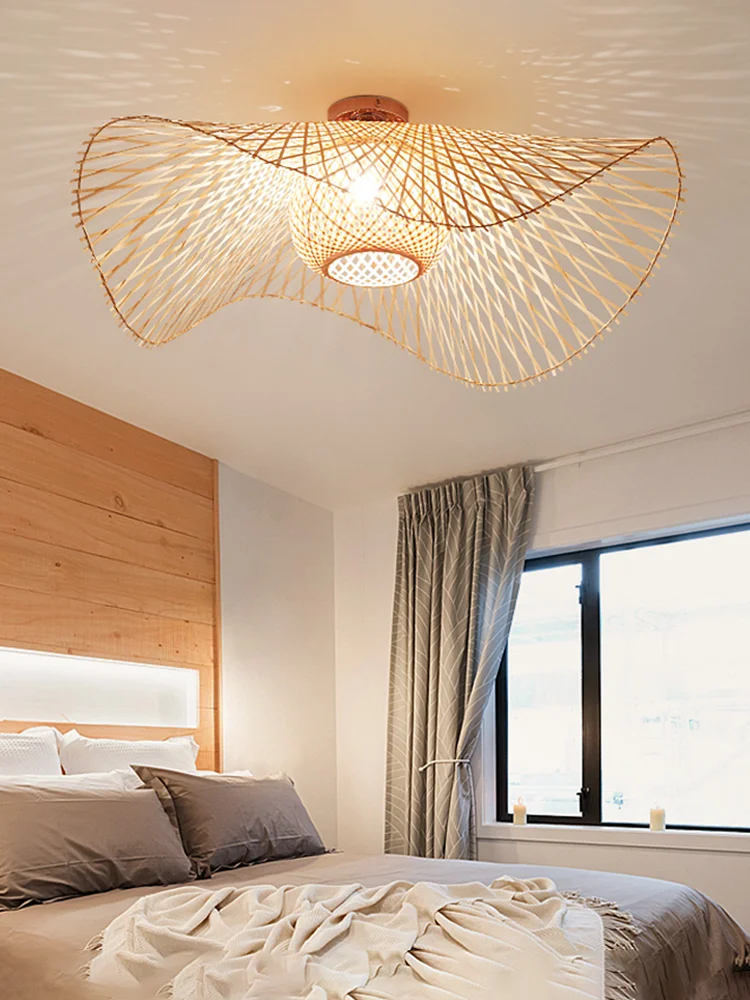 Новый потолочный светильник в китайском стиле, простой и креативный светильник для гостиной, спальни, кабинета, японский потолочный светильник из бамбука