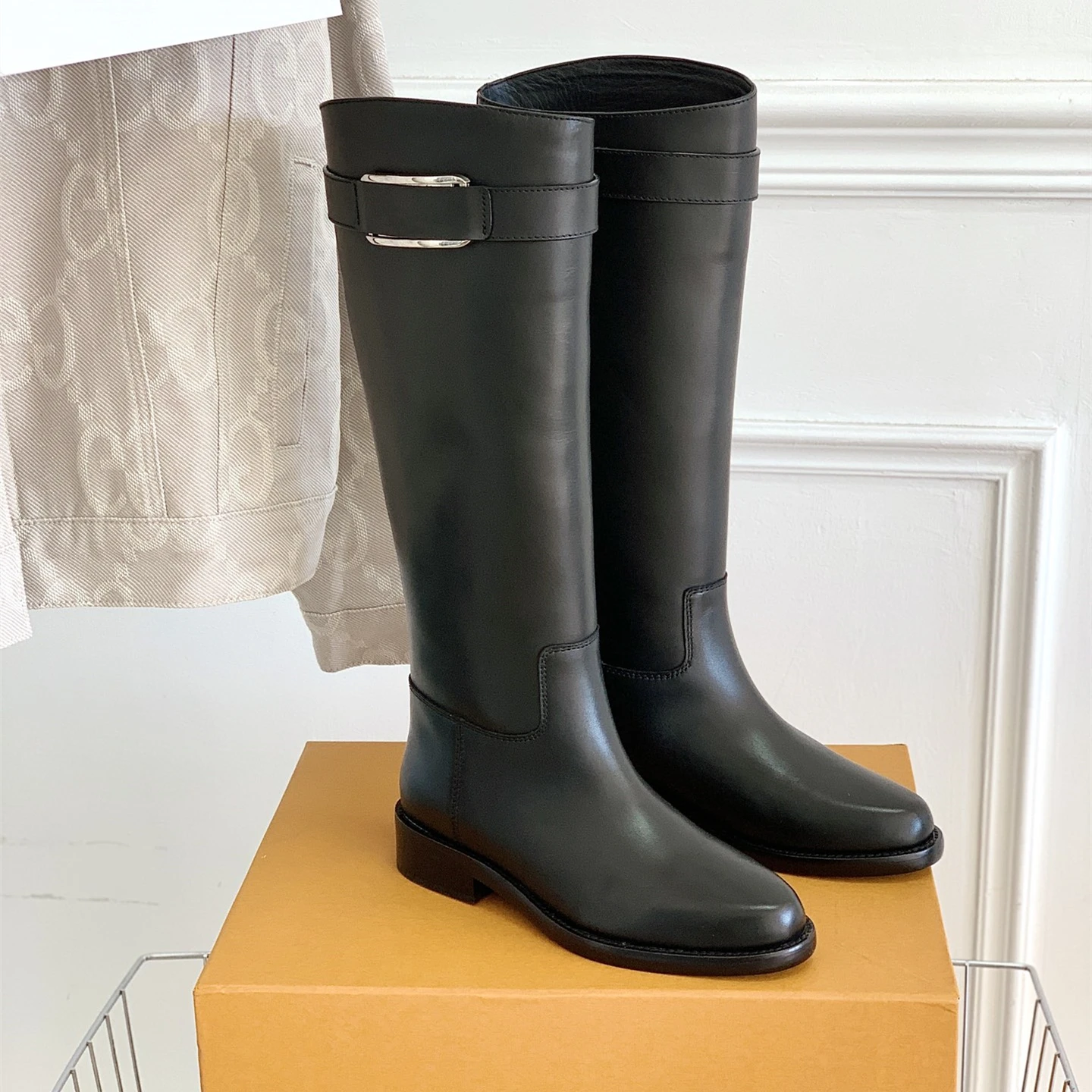 Обувь для женщин, размер 35-41, сапоги из натуральной кожи, сапоги до колена на низком каблуке, зимняя дизайнерская обувь в британском стиле Zapatillas Mujer