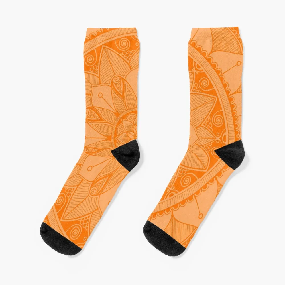 Оранжевая мандала, 4 носка, летние роскошные носки, женские, мужские
