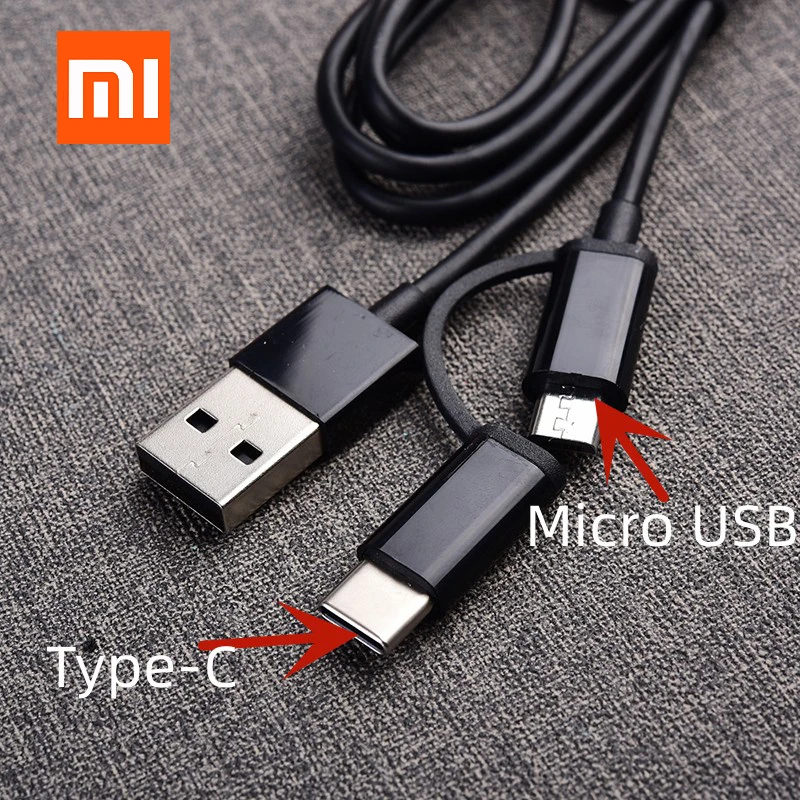 Оригинальный Кабель Быстрого Зарядного Устройства Xiaomi 2 в 1 Micro USB Type C 1/1.2 М Для Быстрой Зарядки Mi 9 9T 8 6 CC9 A2 A1 Redmi Note 4 4X