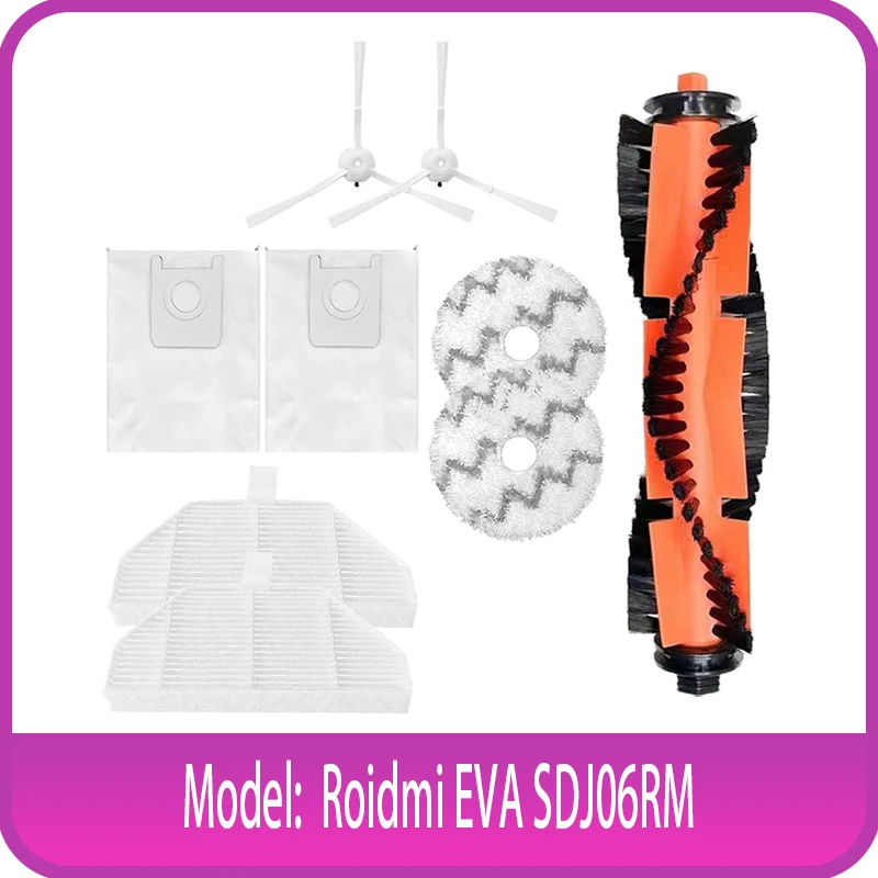 основная щетка + боковая щетка + встроенный фильтр + мешок для сбора пыли + тряпка для швабры Для робота-пылесоса mijia Roidmi EVA SDJ06RM 0