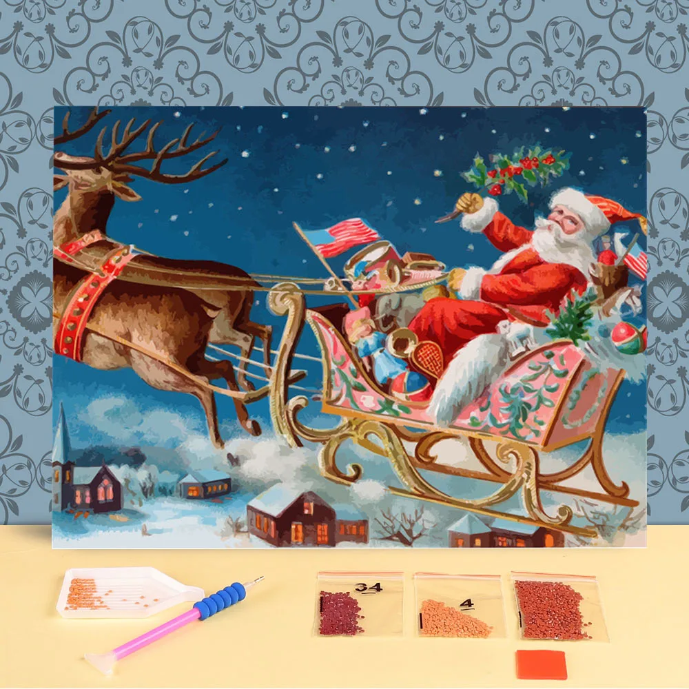 Санта Клаус Рождество DIY Полная Картина Мозаика Вышивка Полный Комплект Домашнего Декора Рождественский Подарок Рукоделие