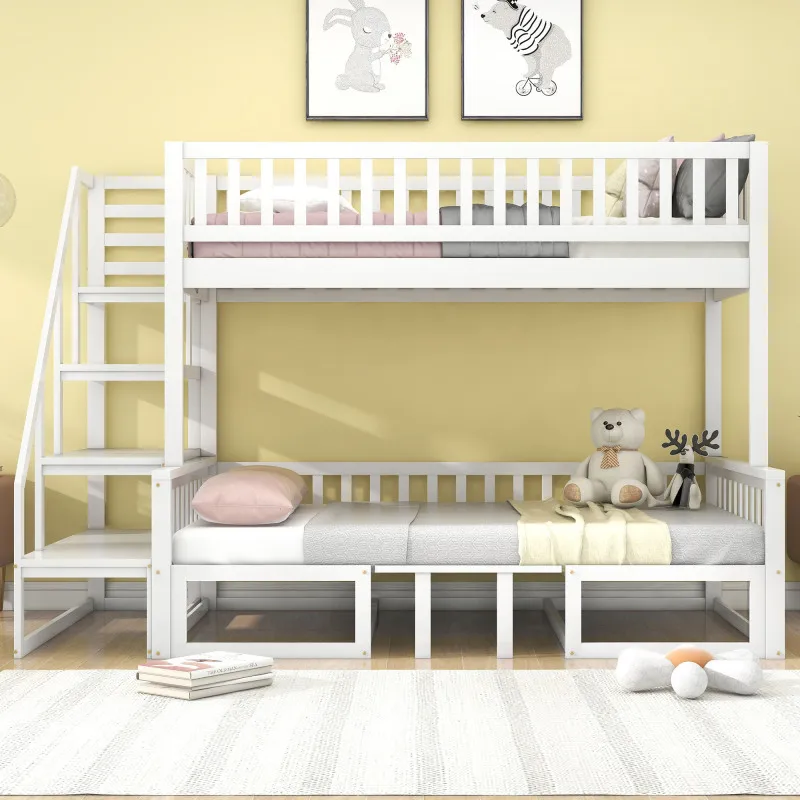 Семейная практичная компактная двуспальная кровать с лестницей и регулируемым столиком, диван-кровать, двуспальная кровать для детей и подростков