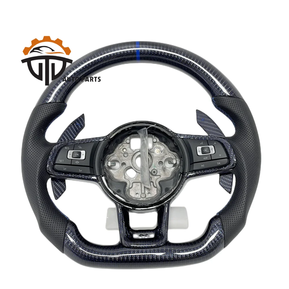 Сменное рулевое колесо из настоящего глянцевого углеродного волокна для VW Golf 7 GTI Rline с перфорированной кожей