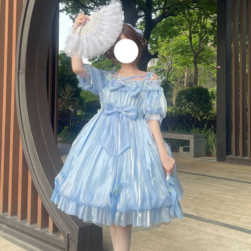 Японское готическое платье принцессы в стиле Лолиты, женские платья в викторианском стиле с бантом и оборками, свадебные платья для милых девушек, Милые Сказочные платья