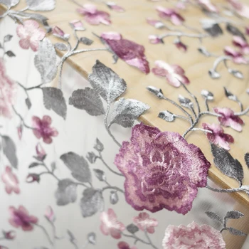 130 см широкая качественная Юбка платье модная ткань красивый белый сетчатый Розовый вышивка кружевная ткань diy вышитая