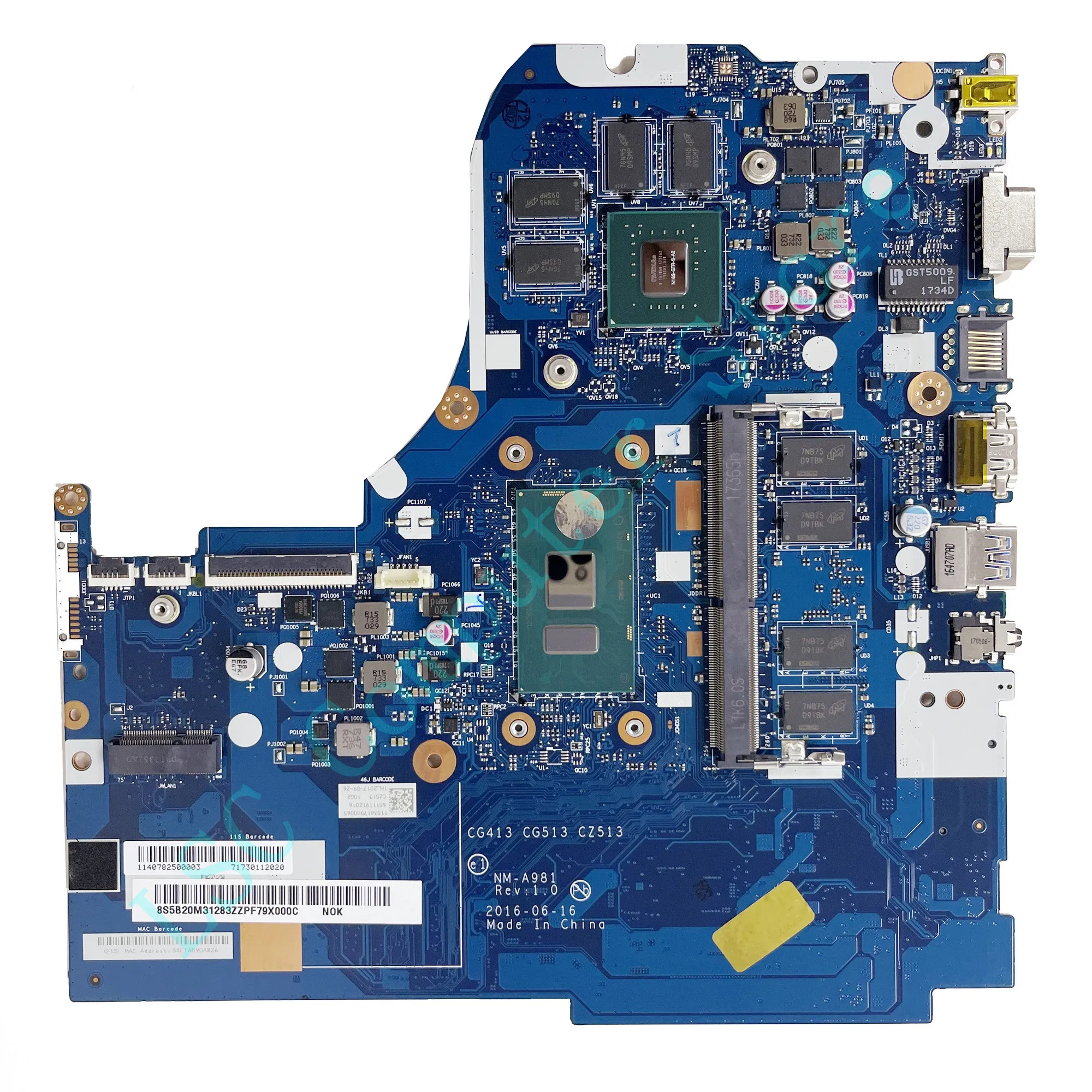 LSC Восстановленная Материнская плата для ноутбука Lenovo 510-15IKB 5B20M31283 NM-A981 с процессором I5-7200U 940MX 4GB 4G RAM DDR4 100% Протестирована 1