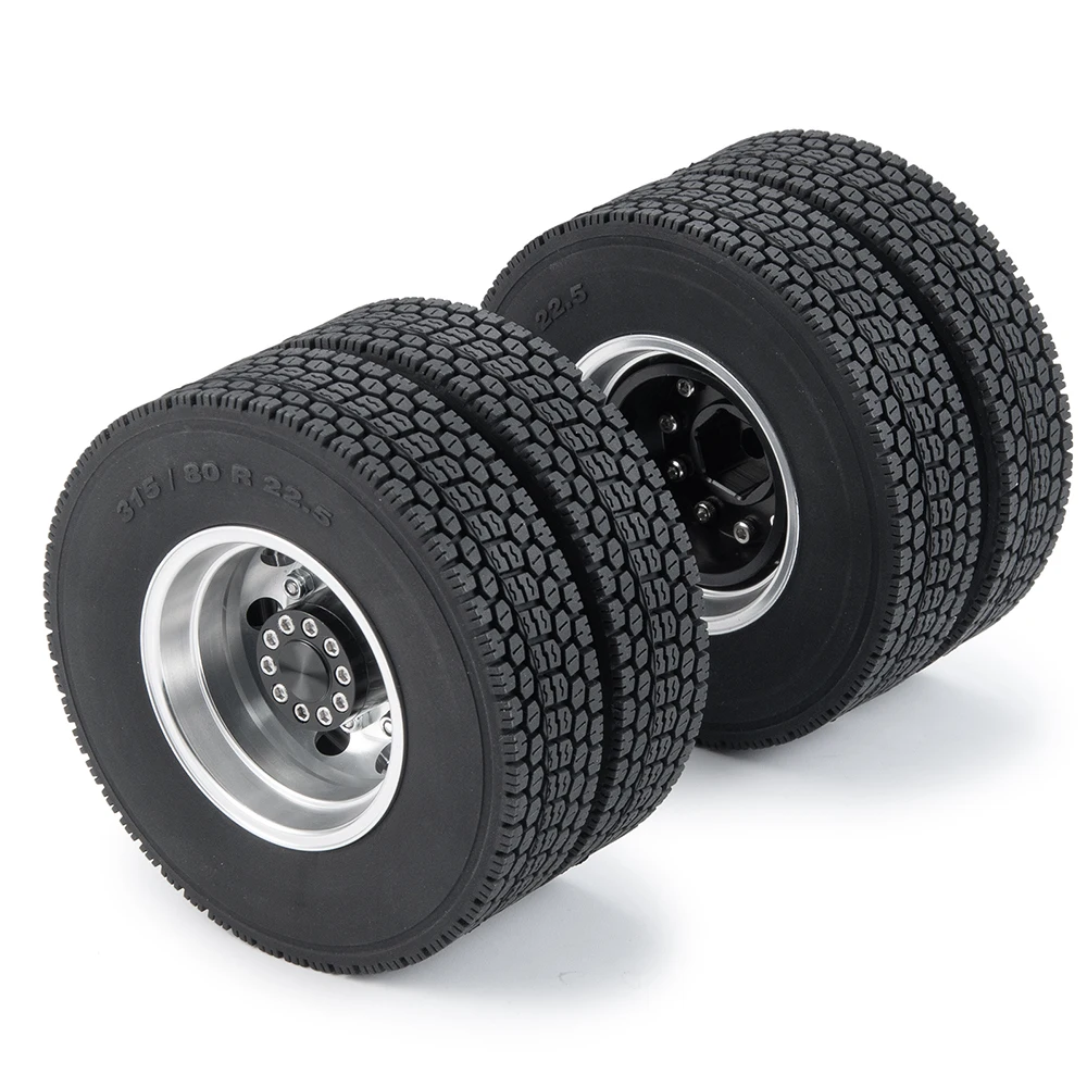 Комплект шин YEAHRUN Tamiya Wheels, алюминиевый обод заднего колеса, ступица и резиновые шины для 1/14 радиоуправляемого тягача с прицепом 1