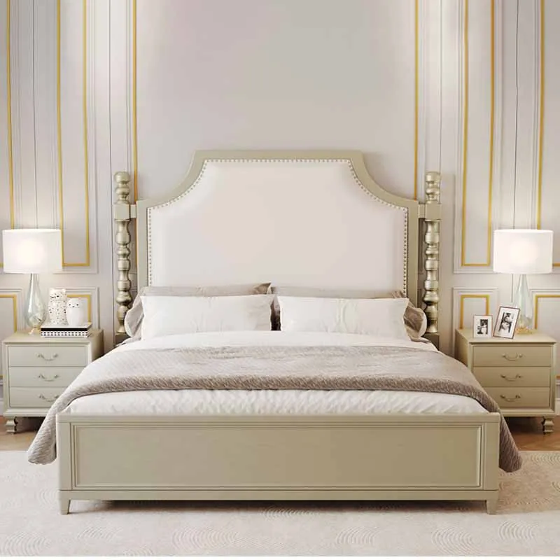Роскошная Американская кровать из массива дерева В главной спальне, современная и простая Европейская двуспальная кровать Французской принцессы, хранение свадебной кровати на заказ 1