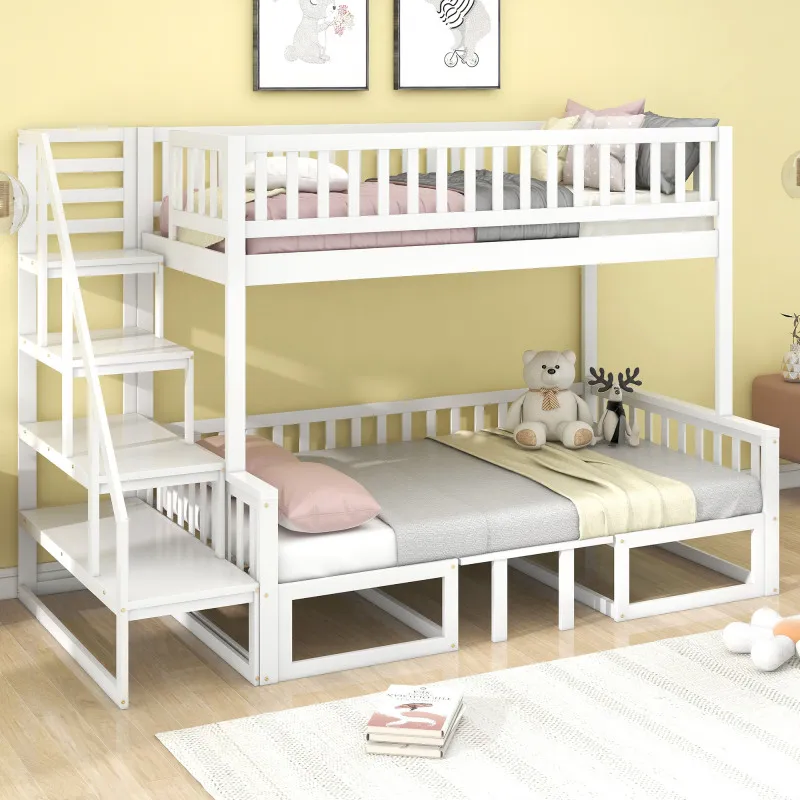 Семейная практичная компактная двуспальная кровать с лестницей и регулируемым столиком, диван-кровать, двуспальная кровать для детей и подростков 1