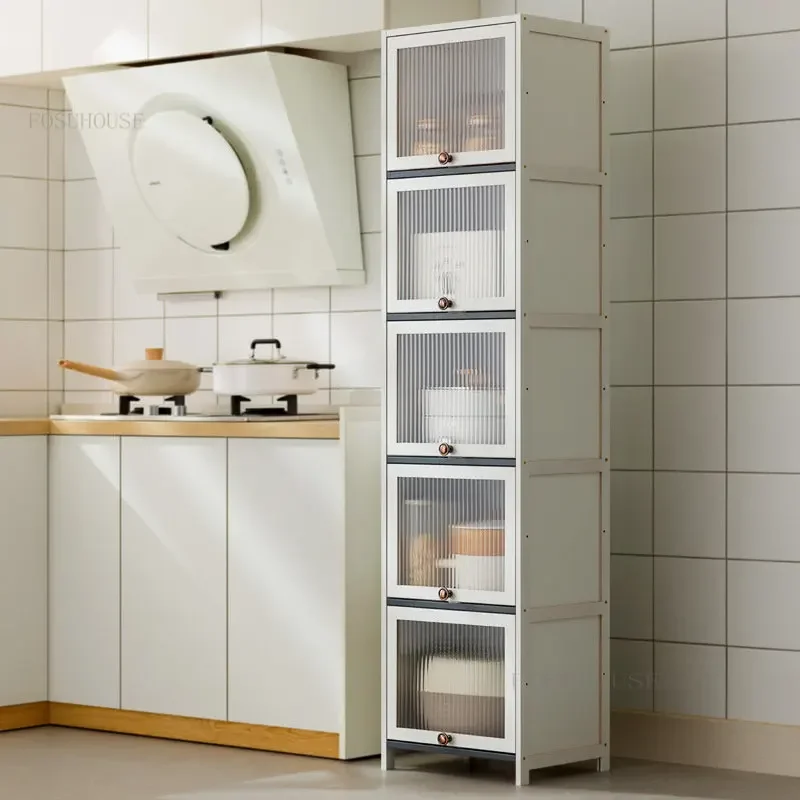 Современные простые кухонные шкафы Кухонная мебель Напольная Кухонная полка Многослойные шкафы для хранения микроволновой печи с откидной дверцей 1