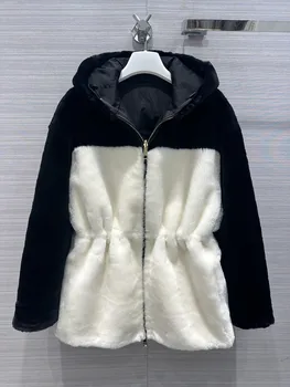 23 Осенне-зимняя новинка, корейско-японская модная шуба с капюшоном, стильное двустороннее теплое пальто с двойным верхом