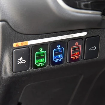 2X Автомобильное быстрое зарядное устройство с 3 Портами зарядки, Двойной USB-адаптер для Mitsubishi Outlander 3 2018 2019 Синий свет 3