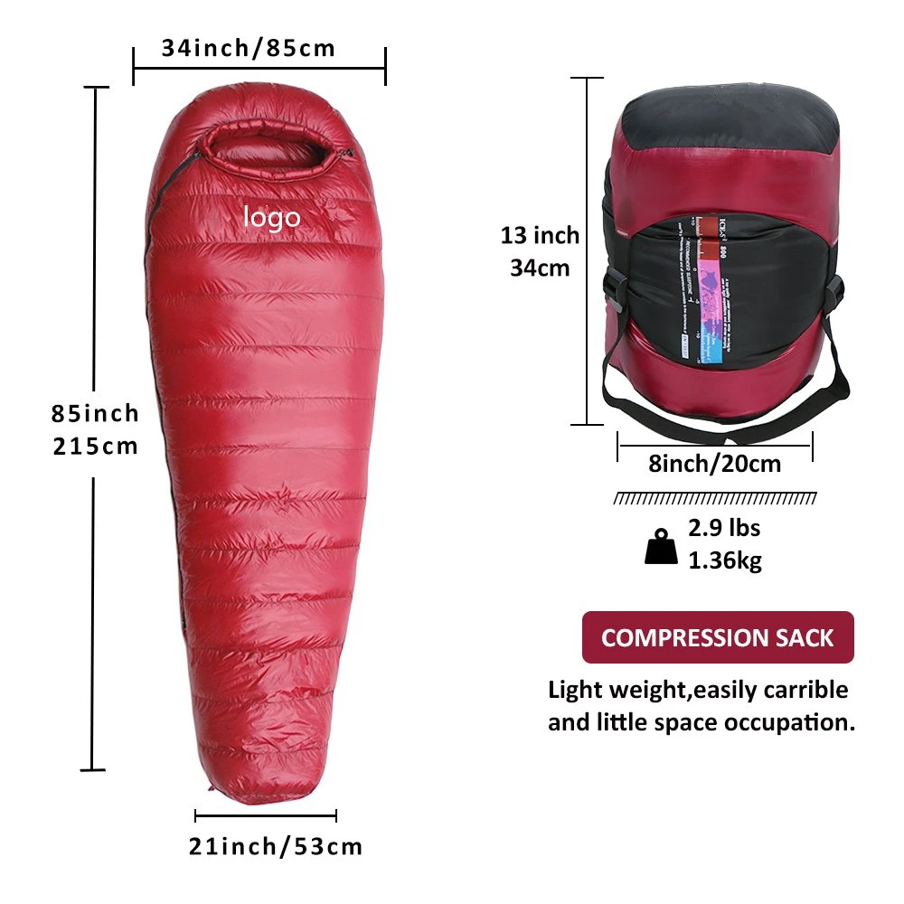 Woqi Открытый водонепроницаемый Спальный мешок из гусиного пуха для кемпинга Ultralight 4season Mummy 2