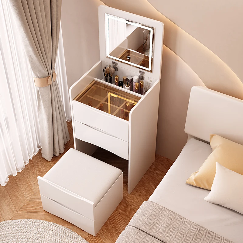 Туалетный столик Cream wind современный простой шкаф для хранения, встроенный откидной прикроватный мини-столик для макияжа. 2