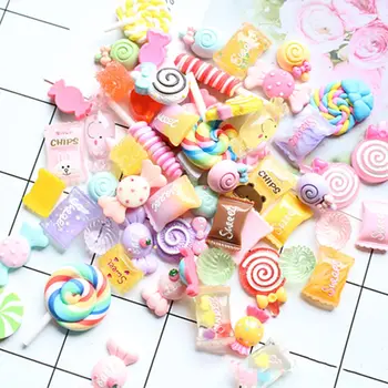 30 штук случайных смешанных конфетных украшений из смолы, аксессуаров для художественных украшений Разных цветов и форм