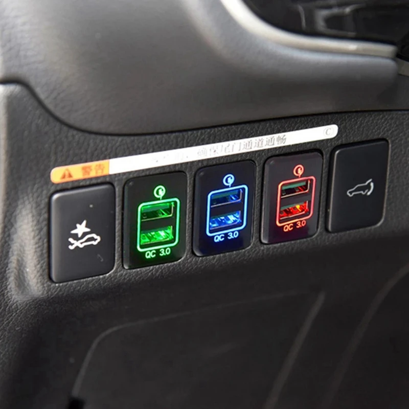 2X Автомобильное быстрое зарядное устройство с 3 Портами зарядки, Двойной USB-адаптер для Mitsubishi Outlander 3 2018 2019 Синий свет 3