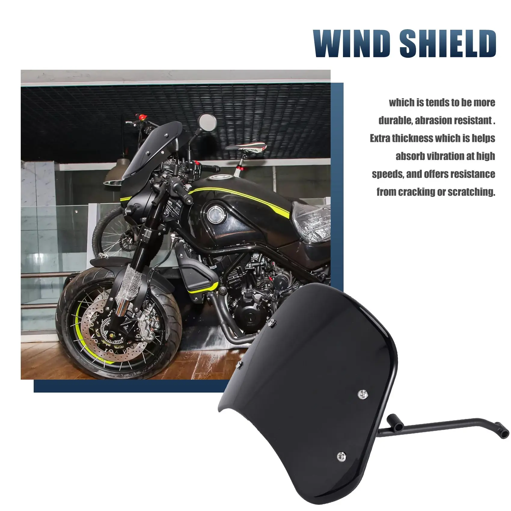 Лобовые стекла мотоцикла Экран лобового стекла Обтекатель Фары для Benelli Leoncino 500 (черный) 3
