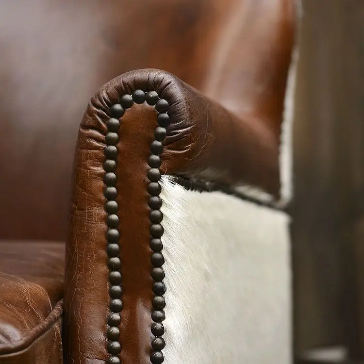Одноместный диван-кресло из натуральной кожи, Потертое Кафе 3
