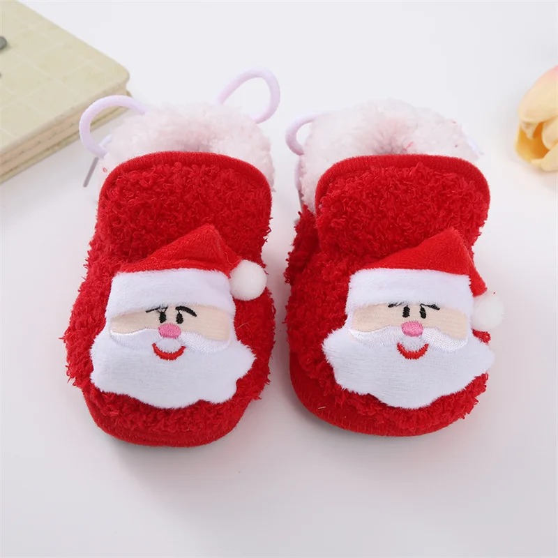 Рождественские Детские носки Для мальчиков и девочек, осенне-зимняя противоскользящая обувь-носок, мягкая хлопковая обувь для новорожденных, мультяшная обувь для малышей, впервые ходящих пешком 3